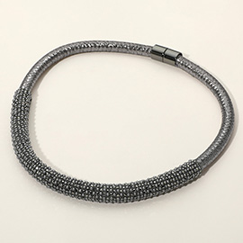 Bling Studded Metal Wire Wrapped Magnetic Necklace