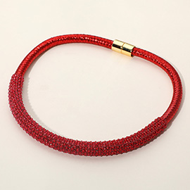 Bling Studded Metal Wire Wrapped Magnetic Necklace