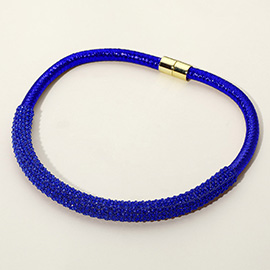 Bling Studded Metal Wire Wrapped Magnetic Necklace