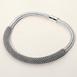 Bling Studded Metal Wire Wrapped Magnetic Necklace