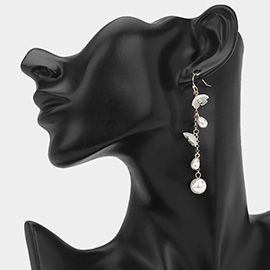 Pearl Accent Floral Cascade Drop Earrings