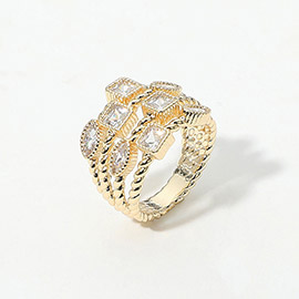 Cubic Zirconia Accent Elegant Multi Row Ring