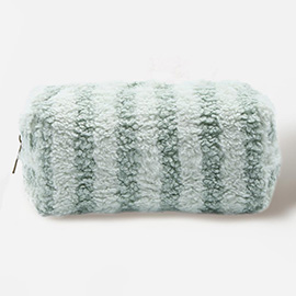 Stripe Sherpa Pouch Bag