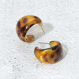 Chunky Resin Tortoise Hoop Earrings