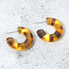 Tortoise Resin Hoop Earrings