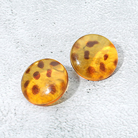 Tortoise Resin Round Stud Earrings