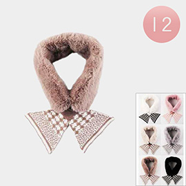 12PCS - Faux Fur Bow Tie Design Collar Scarves