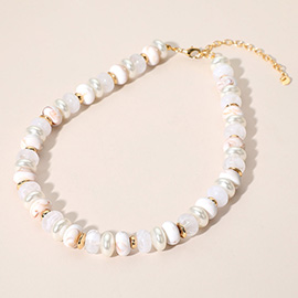 Chunky Marbled Beads Pearl Beaded Statement Necklace