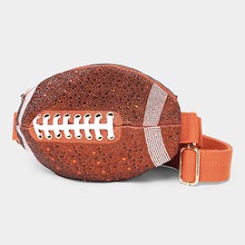 Bling Studded Game Day Football Shape Fanny Pack Sling Bag