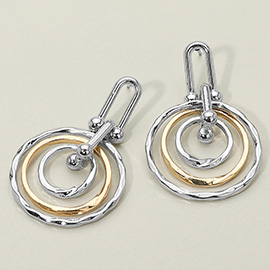 Hammered Metal Layered Spiral Hoop Drop Earrings