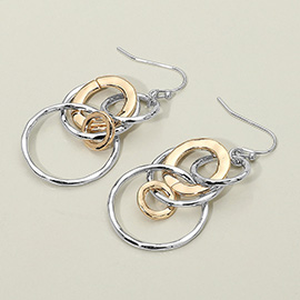 Metal Multi Hoop Drop Dangle Earrings