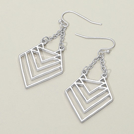 Geometric Metal Chevron Drop Dangle Earrings