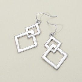Geometric Open Metal Square Link Drop Dangle Earrings