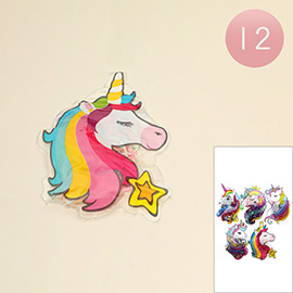 12PCS - Elastic Hairbands in Unicorn Character Pouches