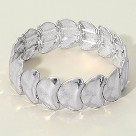 Abstract Brushed Metal Plated Beaded Stretch Bracelet