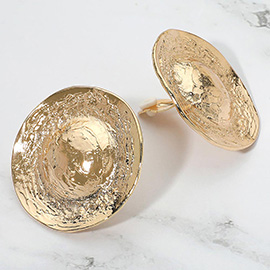 Bold Textured Metal Dome Disc Clip On Earrings