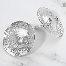 Bold Textured Metal Dome Disc Clip On Earrings