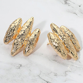 Textured Sculptural Metal Clip On Earrings