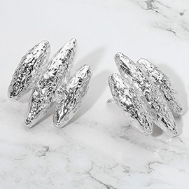 Textured Sculptural Metal Clip On Earrings