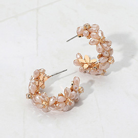 Flower Beaded Hoop Earrings