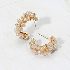 Flower Beaded Hoop Earrings