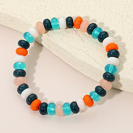 Resin Pebble Beaded Stretch Bracelet
