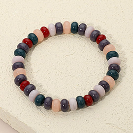 Resin Pebble Beaded Stretch Bracelet