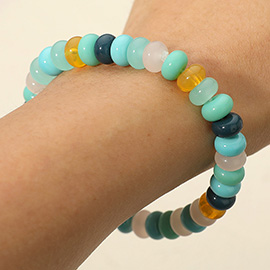Resin Pebble Beaded Stretch Bracelet