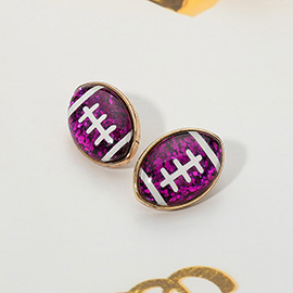 Glittered Football Stud Earrings