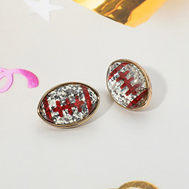 Glittered Football Stud Earrings