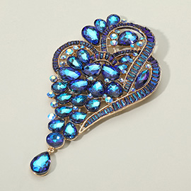 Teardrop Glass Stone Cluster Embellished Abstract Pin Brooch