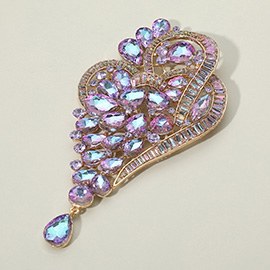 Teardrop Glass Stone Cluster Embellished Abstract Pin Brooch