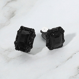 Emerald Cut Stone Evening Clip On Earrings
