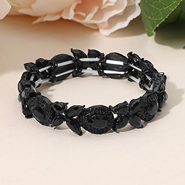 Marquise Teardrop Stone Cluster Beaded Stretch Bracelet