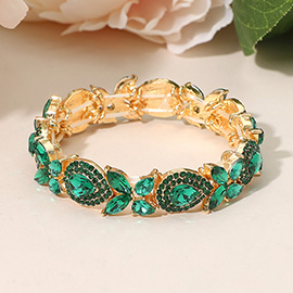 Marquise Teardrop Stone Cluster Beaded Stretch Bracelet