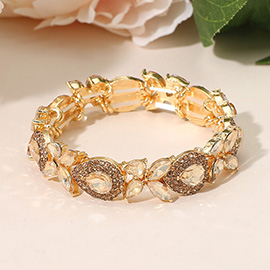 Marquise Teardrop Stone Cluster Beaded Stretch Bracelet
