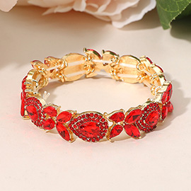 Marquise Teardrop Stone Cluster Beaded Stretch Bracelet