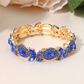 Marquise Teardrop Stone Cluster Beaded Stretch Bracelet