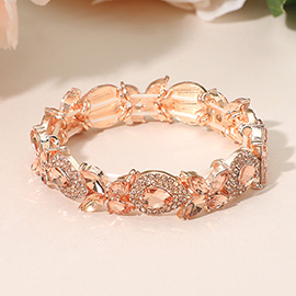 Marquise Teardrop Stone Cluster Beaded Stretch Bracelet