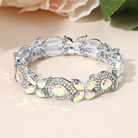 Marquise Teardrop Stone Cluster Beaded Stretch Bracelet