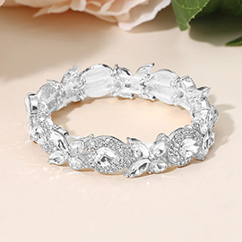 Marquise Teardrop Stone Cluster Beaded Stretch Bracelet