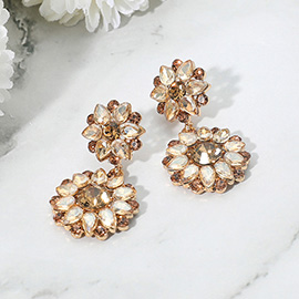 Floral Stone Cluster Drop Dangle Evening Earrings