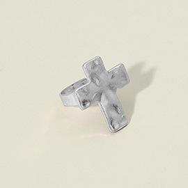 Vintage Worn Metal Cross Adjustable Ring