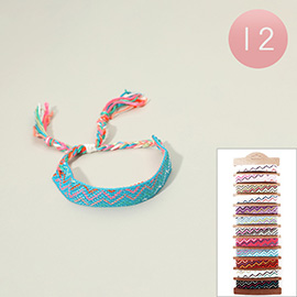 12PCS - Colorful Adjustable Woven Braided Friendship Cinch Pull Tie Bracelets