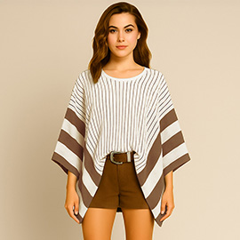 Two Tone Stripe Poncho