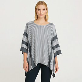 Two Tone Stripe Poncho