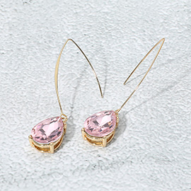 Teardrop Stone Cluster Long Drop Earrings