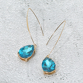 Teardrop Stone Cluster Long Drop Earrings