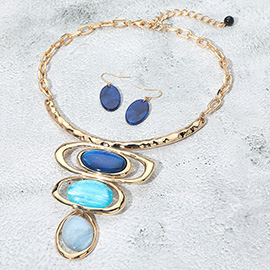 Bold Resin Geometric Pendant Accent Statement Necklace