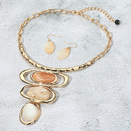 Bold Resin Geometric Pendant Accent Statement Necklace